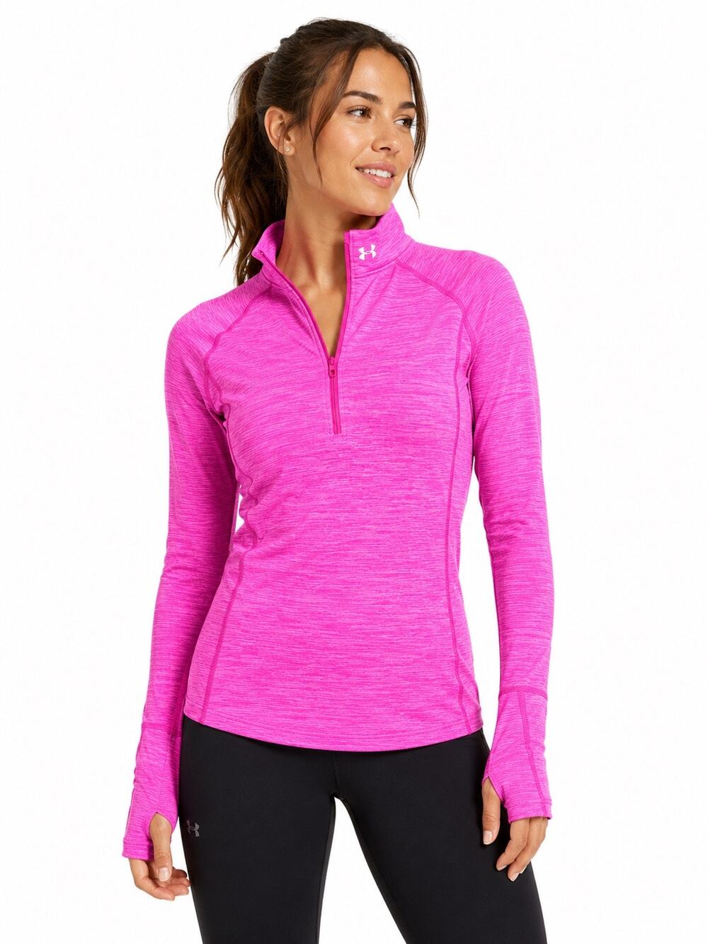 Under Armour Women’s M Pink Heather 1/2 Zip Long Sleeve Running Top